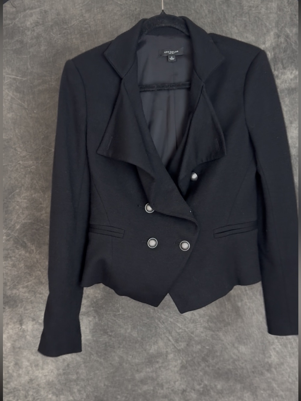 Ann Taylor Black Double-Breasted Military Blazer Jacket Size 6 - Picture 7 of 7